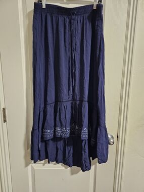Knox NWOT Xxl Rose Navy High-Low Tiered Maxi Skirt